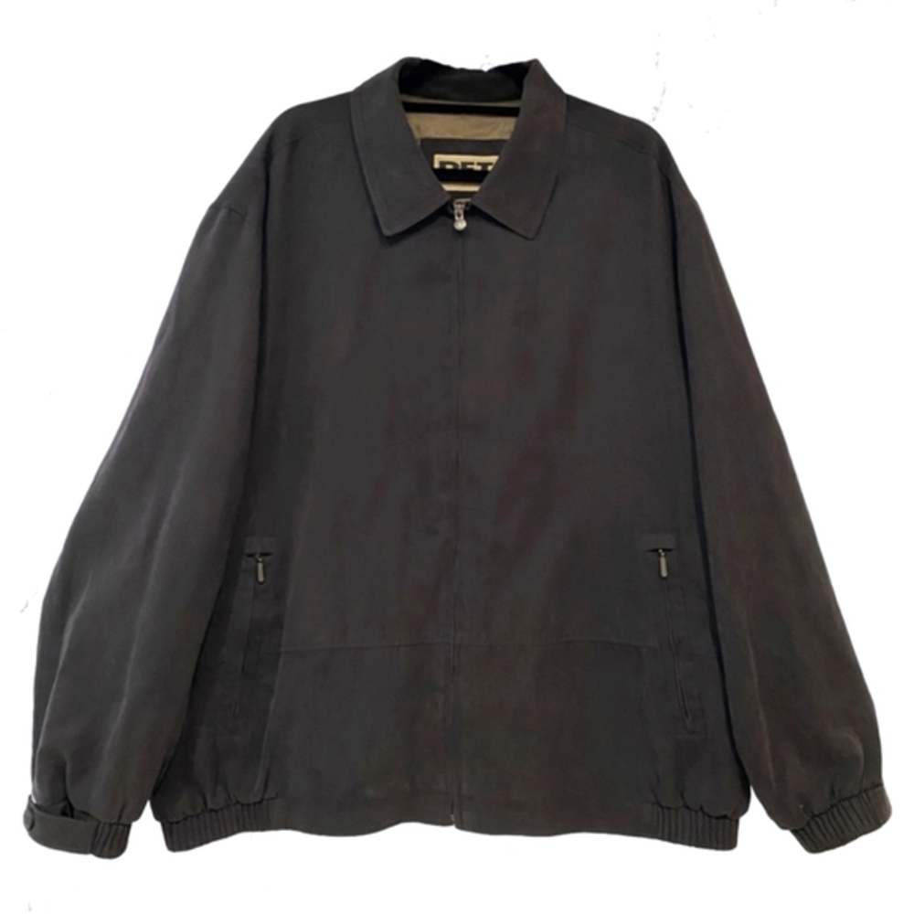 RFT Rainforest‎ Black Micro Suede Jacket 2 Zipper Phone Pocket Collar 2XL